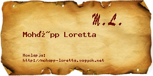 Mohápp Loretta névjegykártya